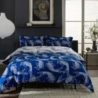 Dancing Koi King Size Duvet Set - Navy