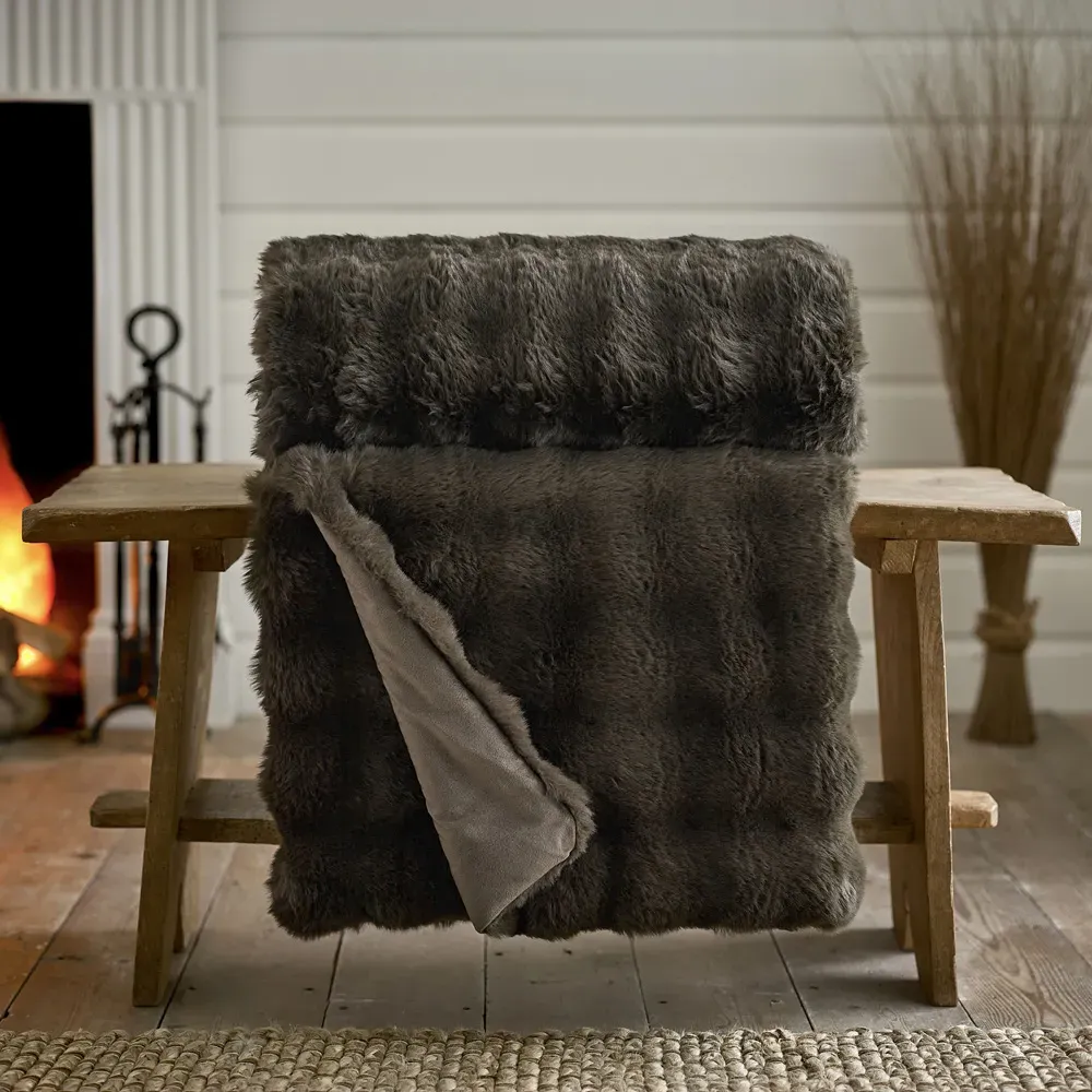 Dey Fernley Faux Fur Throw - Dark Brown