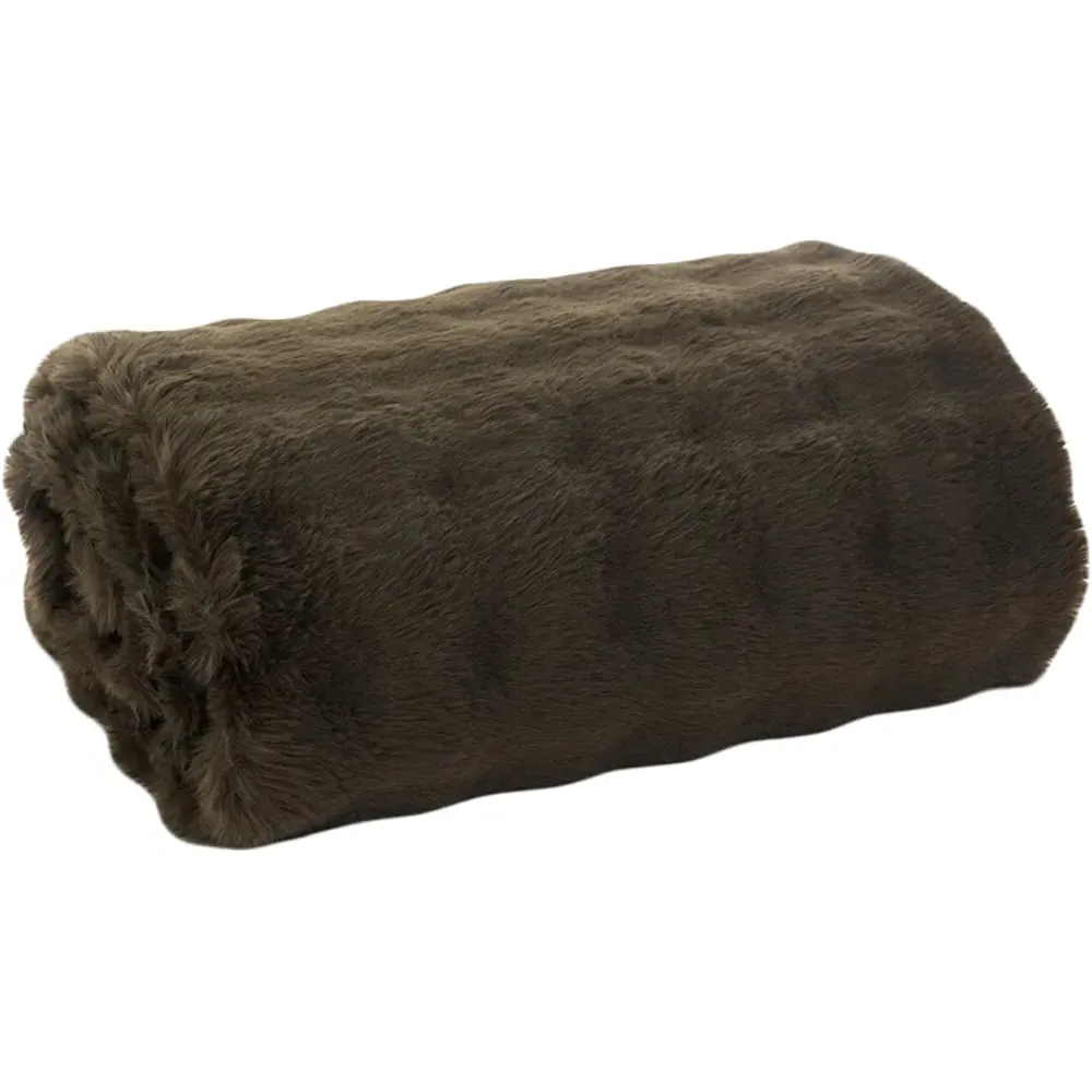 Dey Fernley Faux Fur Throw - Dark Brown image