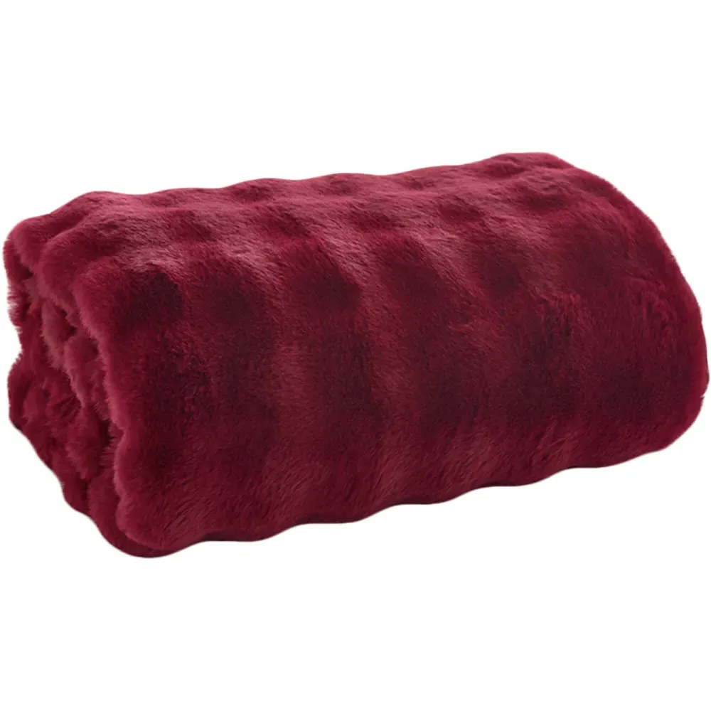 Dey Fernley Faux Fur Throw - Dark Red