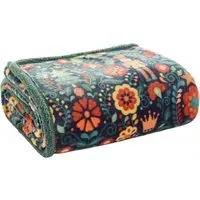 Folkloric Nutcracker Christmas Throw - Navy, Flannel