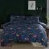 Fox and Deer Double Navy Duvet Set - Green, Cotton