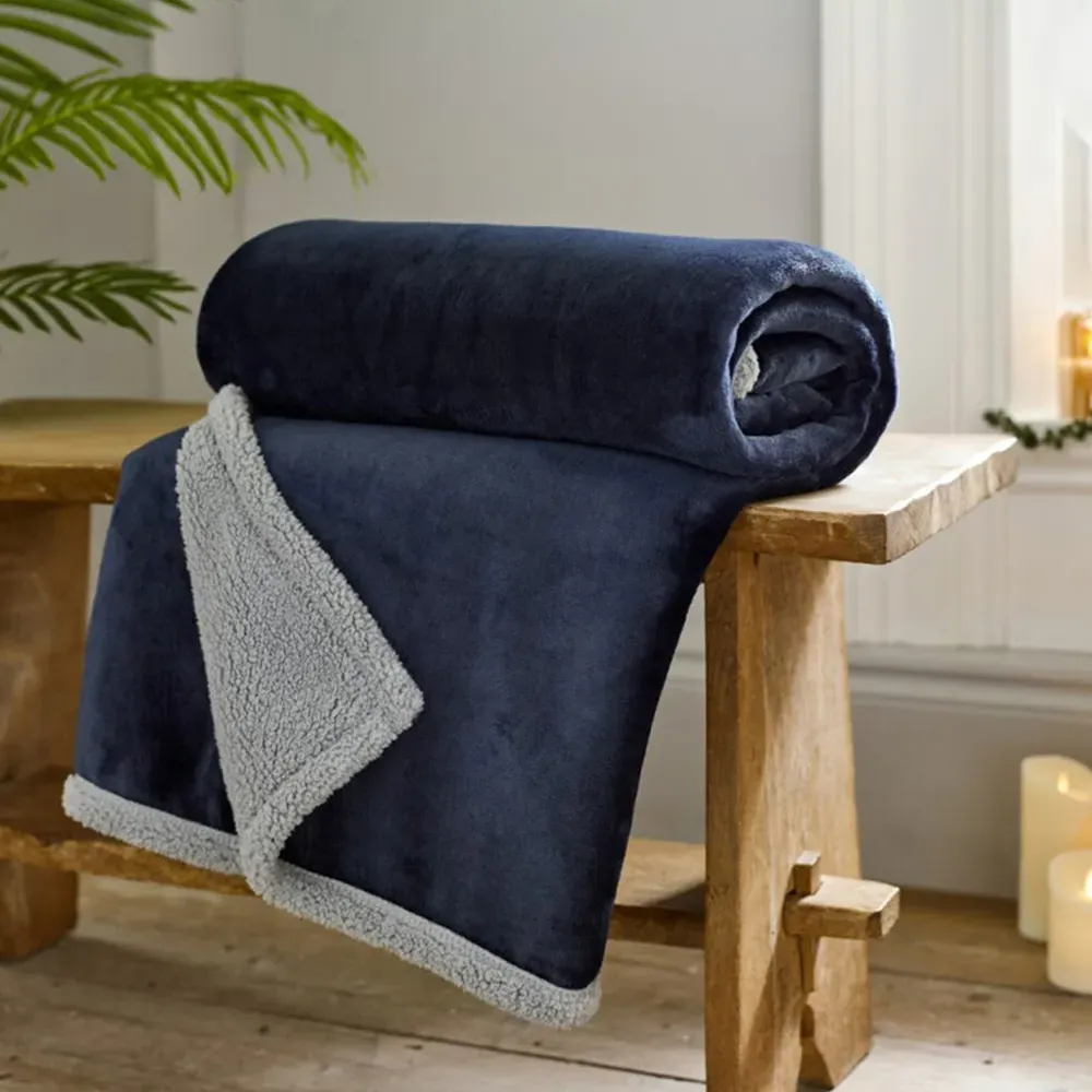 Hazelwood Throw - Navy, Flannel