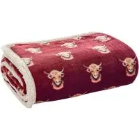 Highland Cows Sherpa Throw - Burgundy