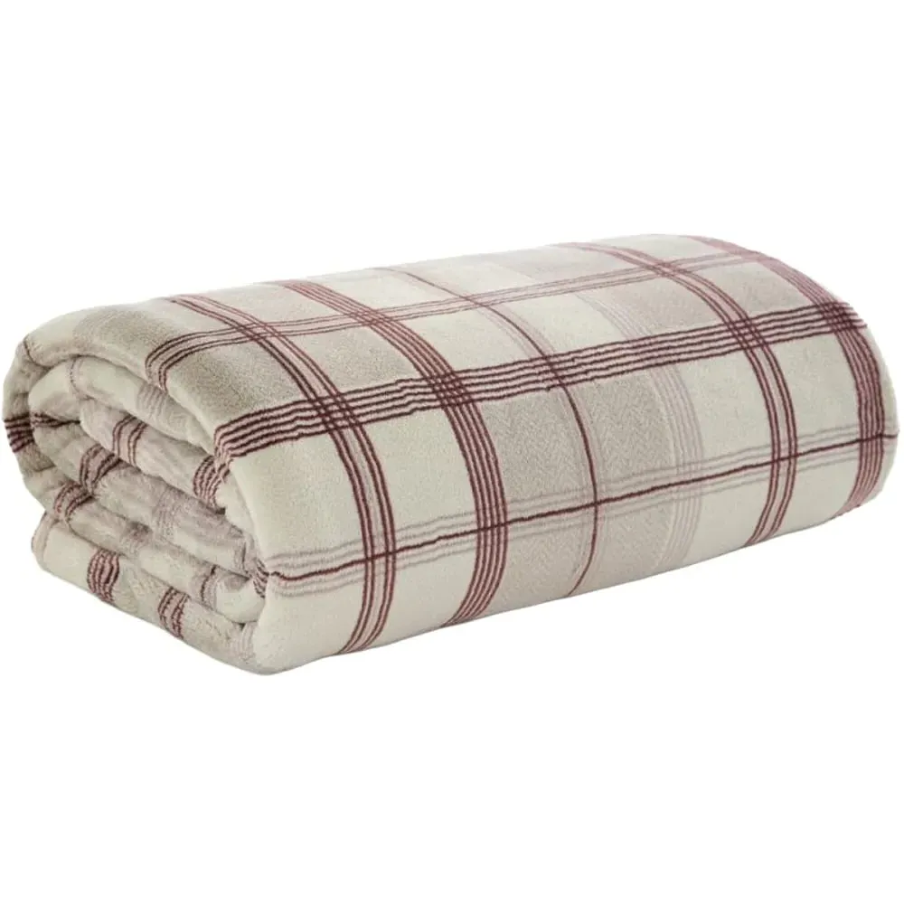 Hounds Check Throw - Burgundy, Coco Flannel image