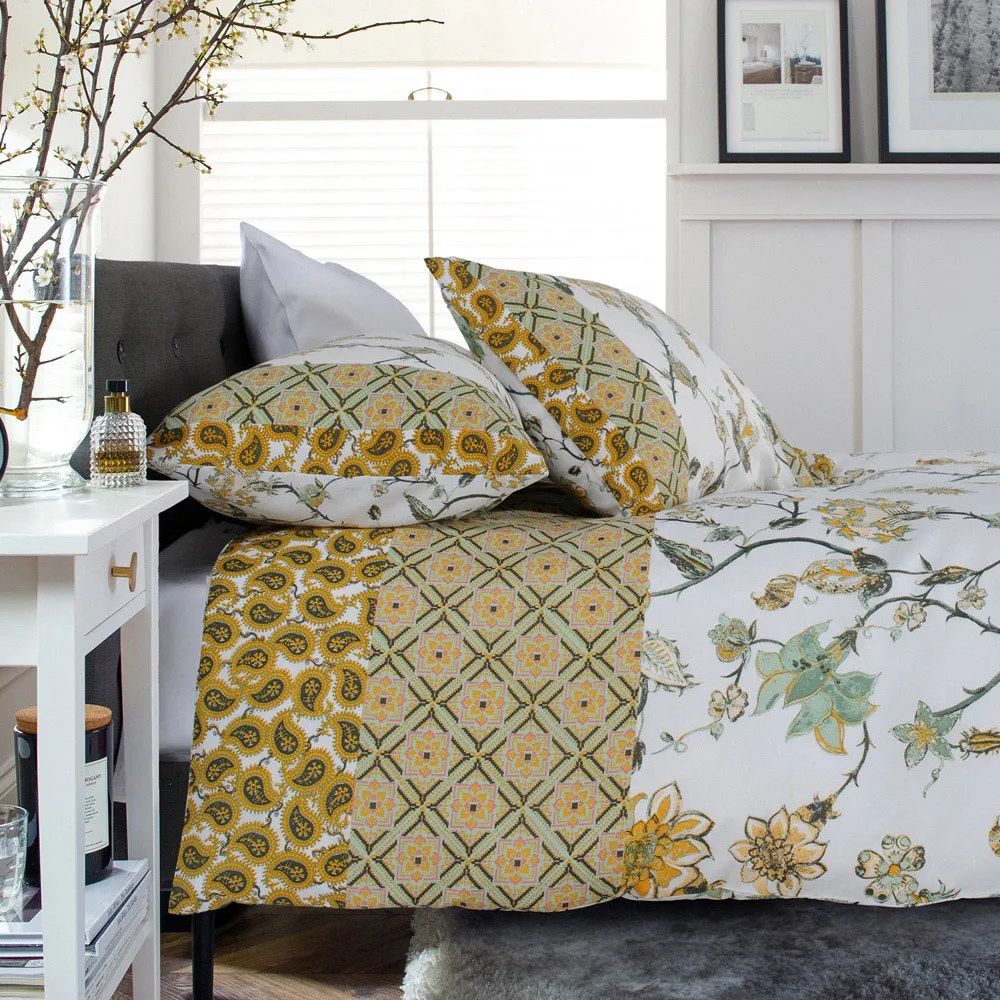 Jacobean Double Duvet Set - Blue, Cotton