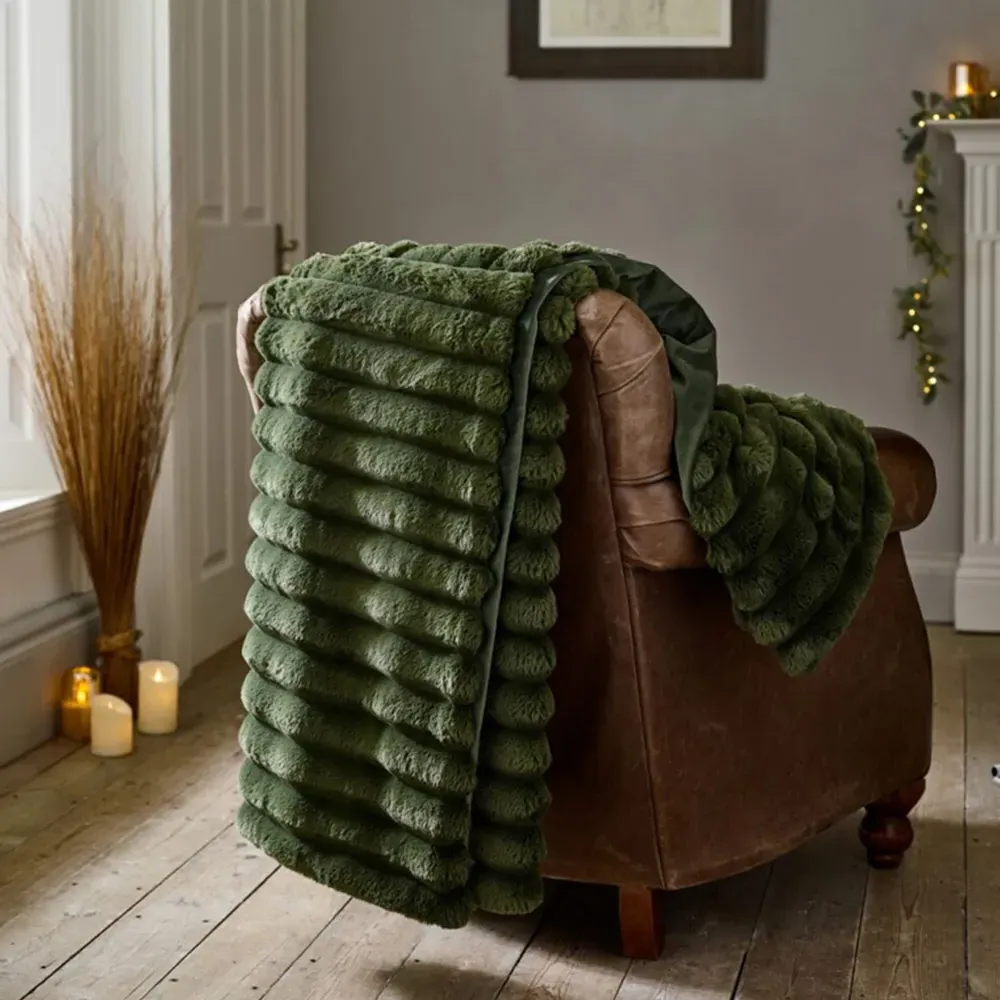 Kenwood Faux Fur Throw - Fern, Polyester