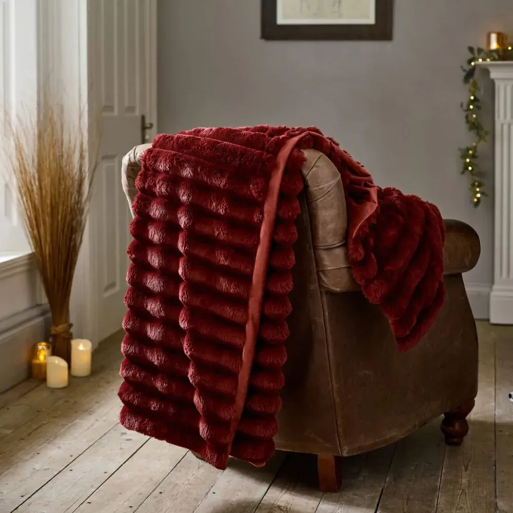Kenwood Faux Fur Throw - Merlot, Polyester