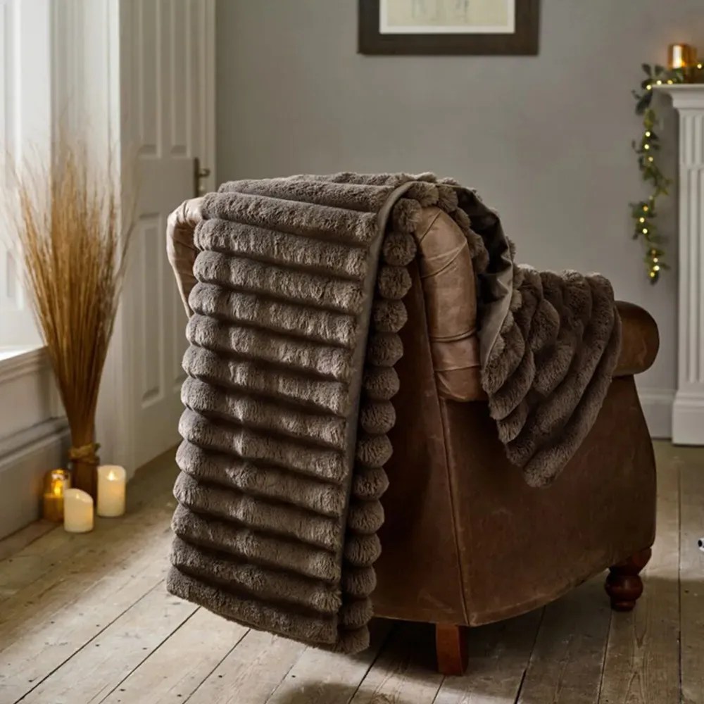 Kenwood Faux Fur Throw - Putty, Polyester