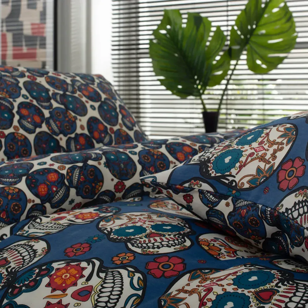 King Size Day Of The Dead 200 Thread Count Duvet Set - Multi