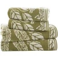 Mixed Leaves Bath Towel - Green, Cotton