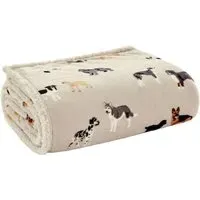 Oatmeal Mixed Dogs Breed Throw 140 x 180cm - Multi, Flannel