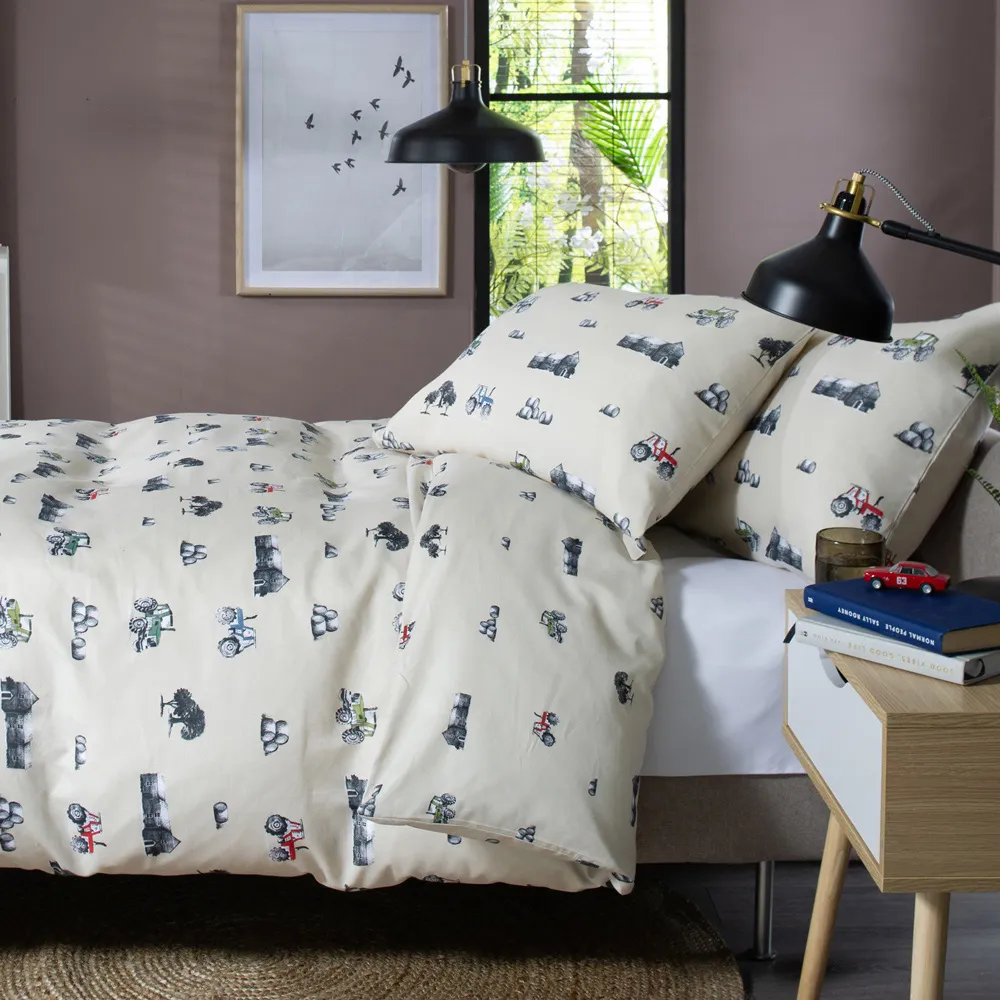 On The Land Single Duvet Set - Silver, Cotton