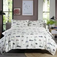 On The Land Single Duvet Set - Silver, Cotton