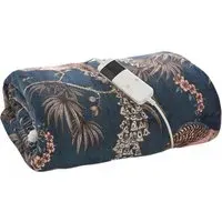 Peacocks Fleece Electric Heated Throw - Blue