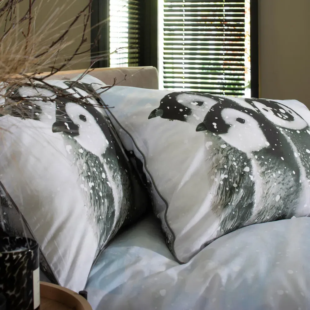 Penguin Huddle Single Duvet Set - White, Cotton