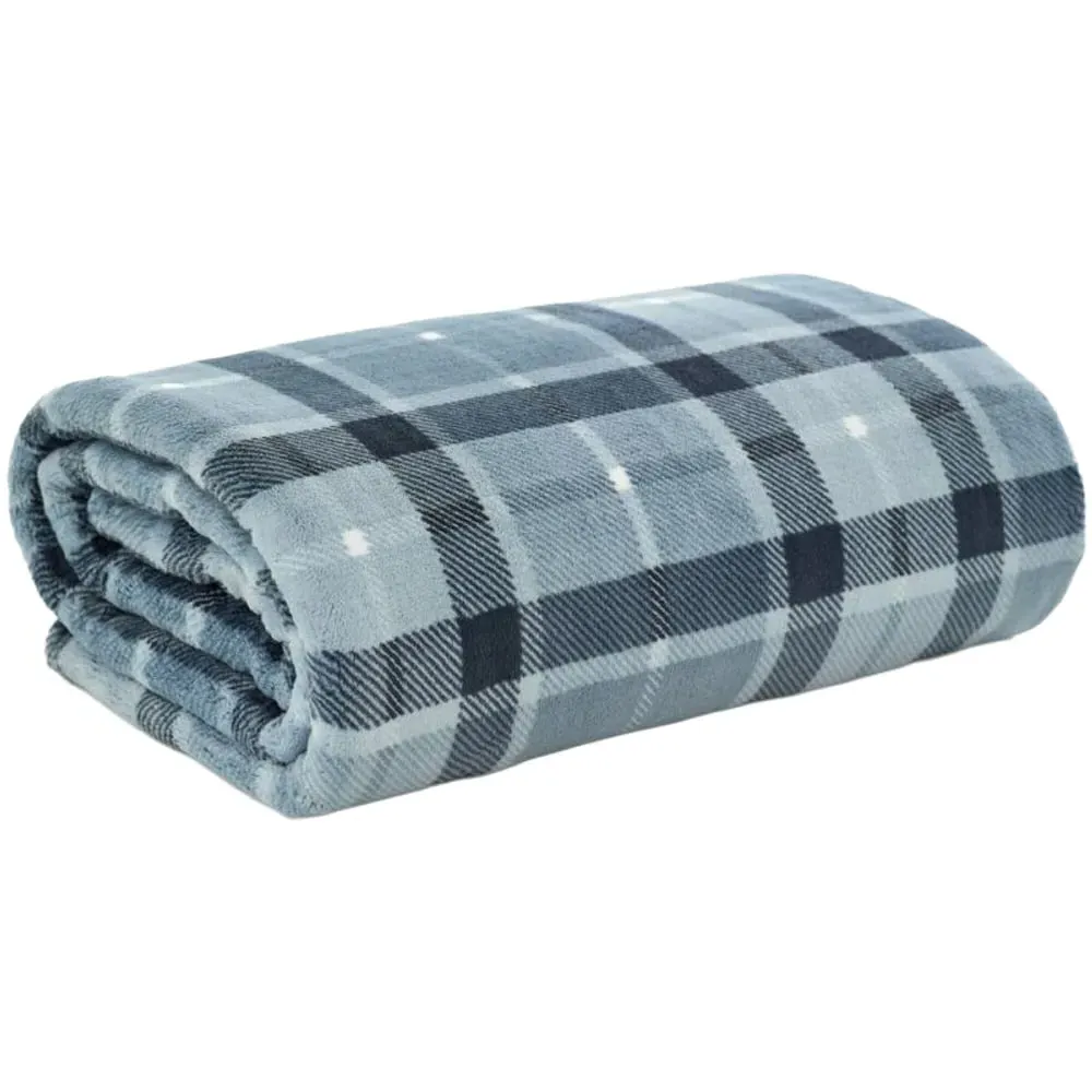 Pheasant Check Throw - Navy, Coco Flannel image