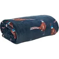 Pheasant Throw - Navy, Flannel