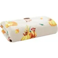 Pumpkin Party Throw - Grey, Coral Fleece