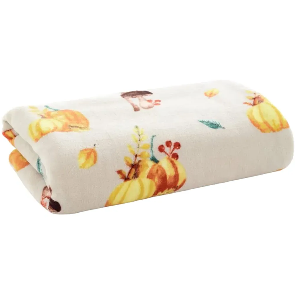 Pumpkin Party Throw - Grey, Coral Fleece image