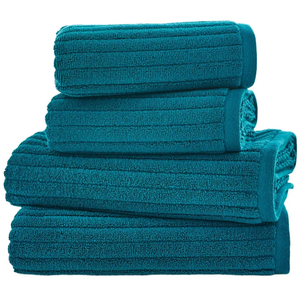 Rialto Ribbed Bath Towel - Green, Cotton