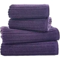 Rialto Ribbed Bath Towel - Purple, Cotton