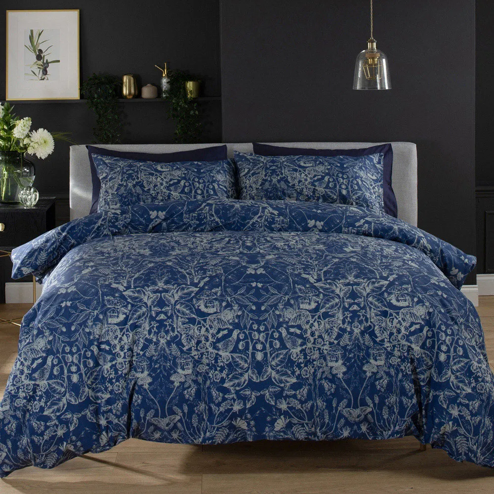 Secret Garden Double Duvet Set - Navy, Cotton