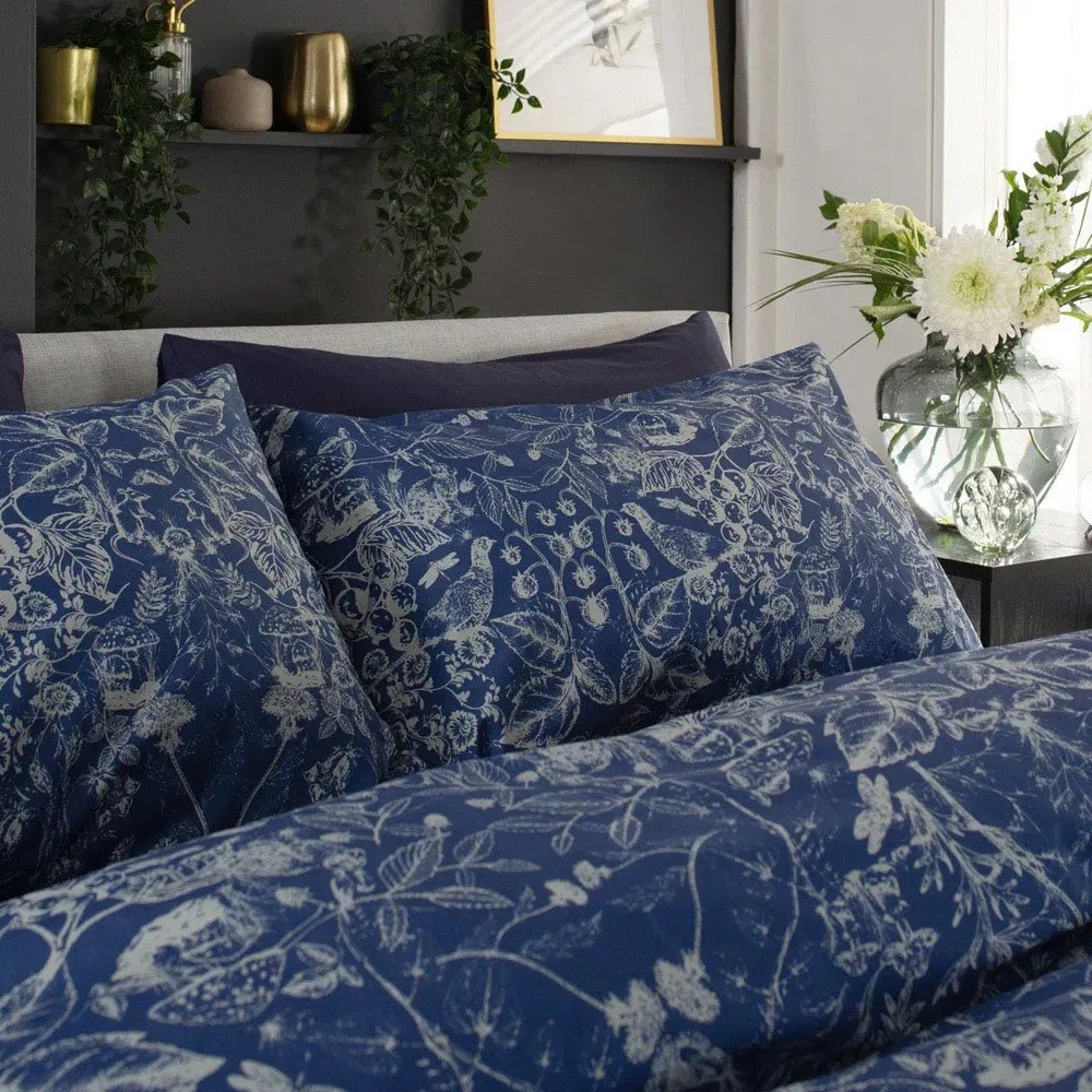 Secret Garden Single Duvet Set - Navy, Cotton