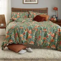 Single Mushroom Duvet Set - Sage, Polycotton