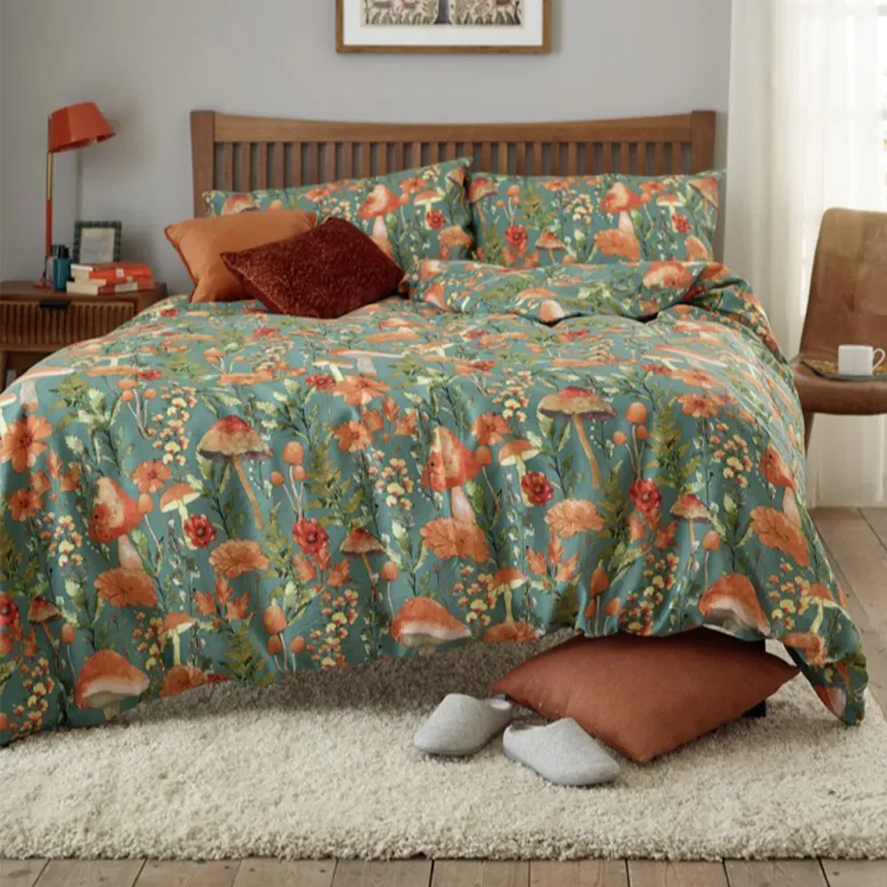 Single Mushroom Duvet Set - Sage, Polycotton image
