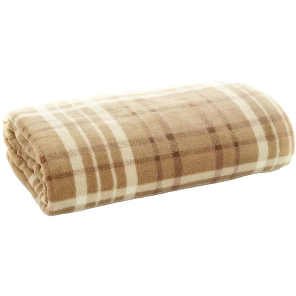 Snuggle Touch Check Throw - Umber, Coral Fleece