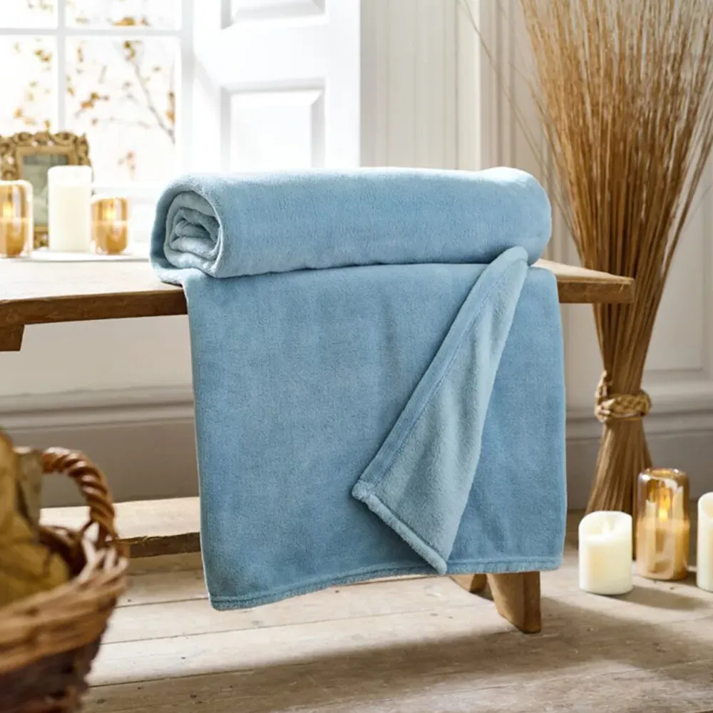 Snuggle Touch Throw - Blue, Coral Fleece
