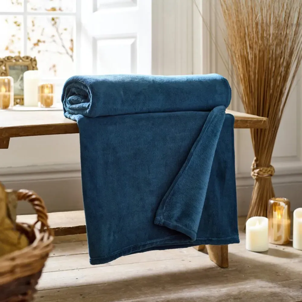 Snuggle Touch Throw - Blue, Coral Fleece