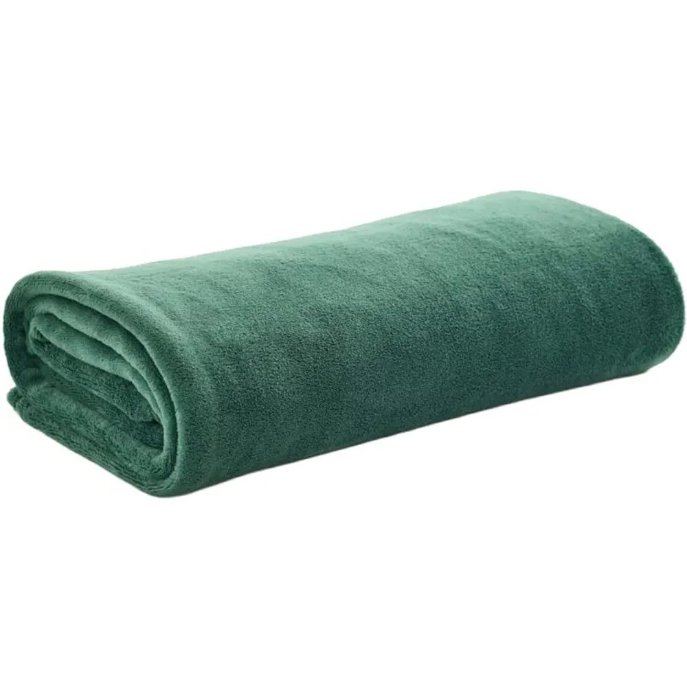 Snuggle Touch Throw - Forest Green, Coral Fleece