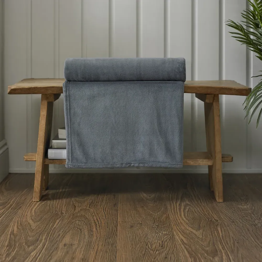 Snuggle Touch Throw - Grey, Microfibre