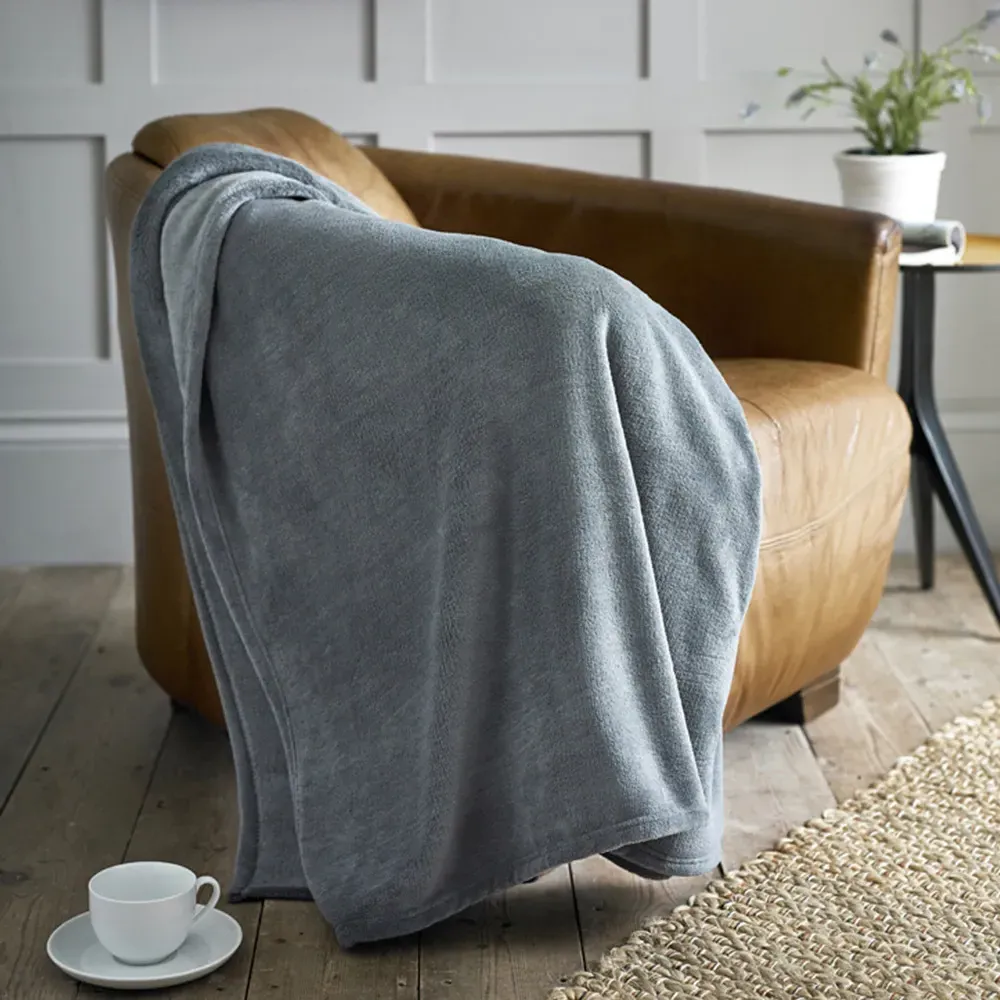 Snuggle Touch Throw - Grey, Microfibre