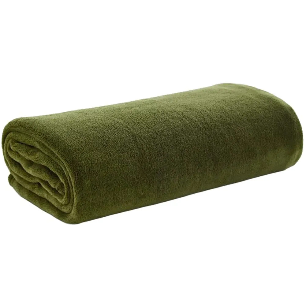 Snuggle Touch Throw - Khaki, Coral Fleece