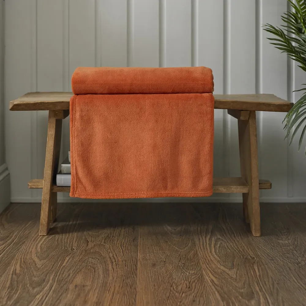 Snuggle Touch Throw - Orange, Microfibre