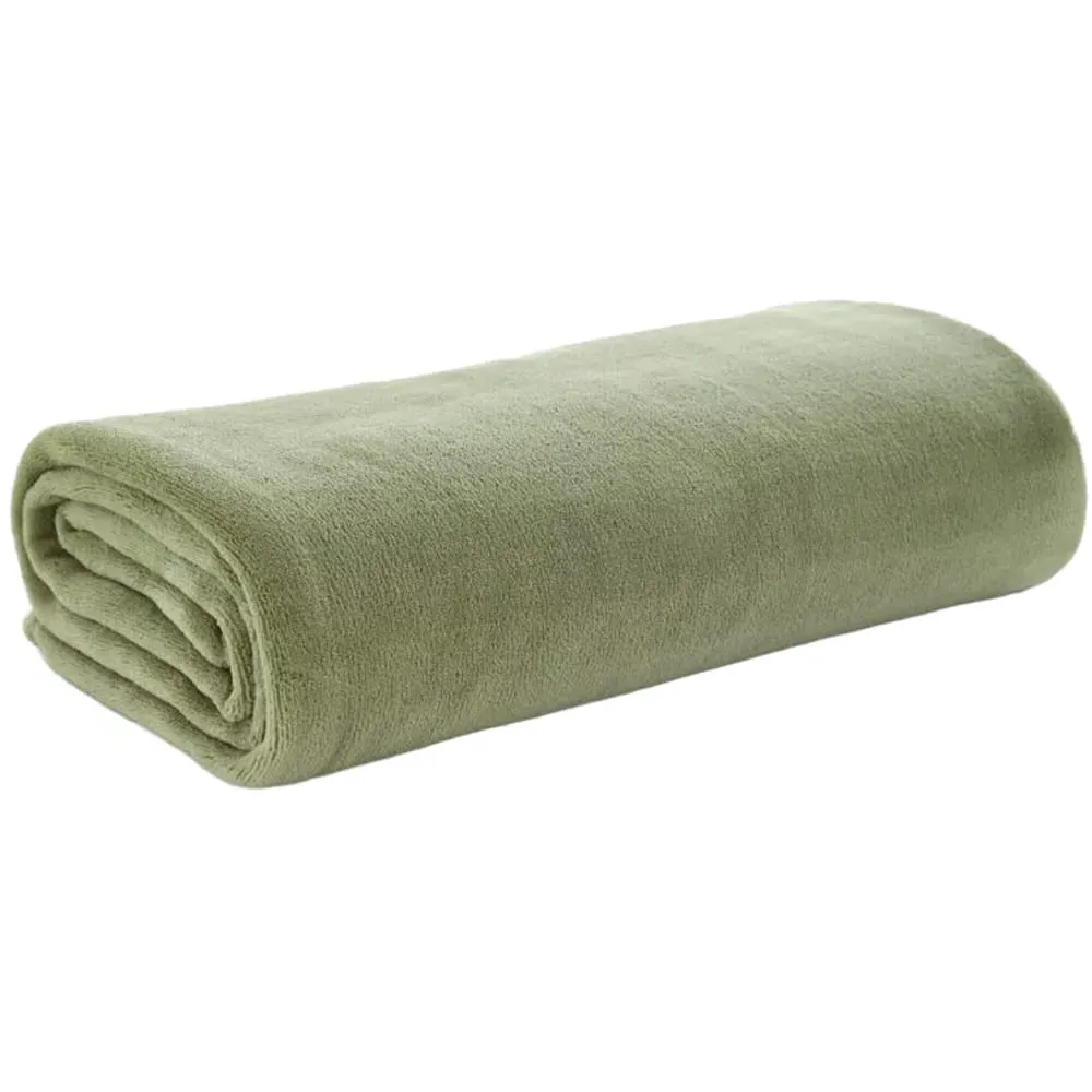 Snuggle Touch Throw - Sage, Coral Fleece