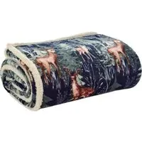 Stag Throw - Navy, Flannel