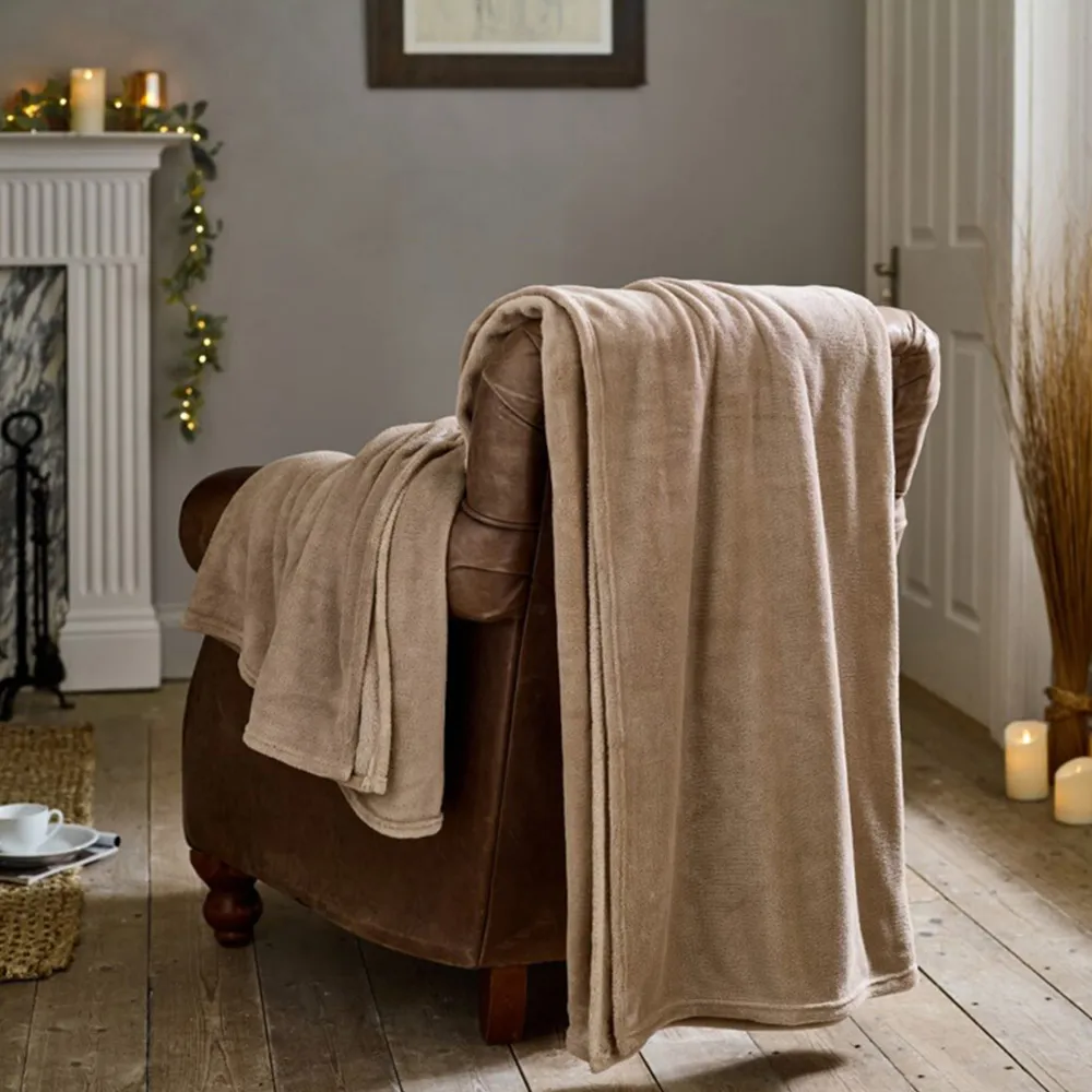 The Big One Throw - Brown, Coral Fleece