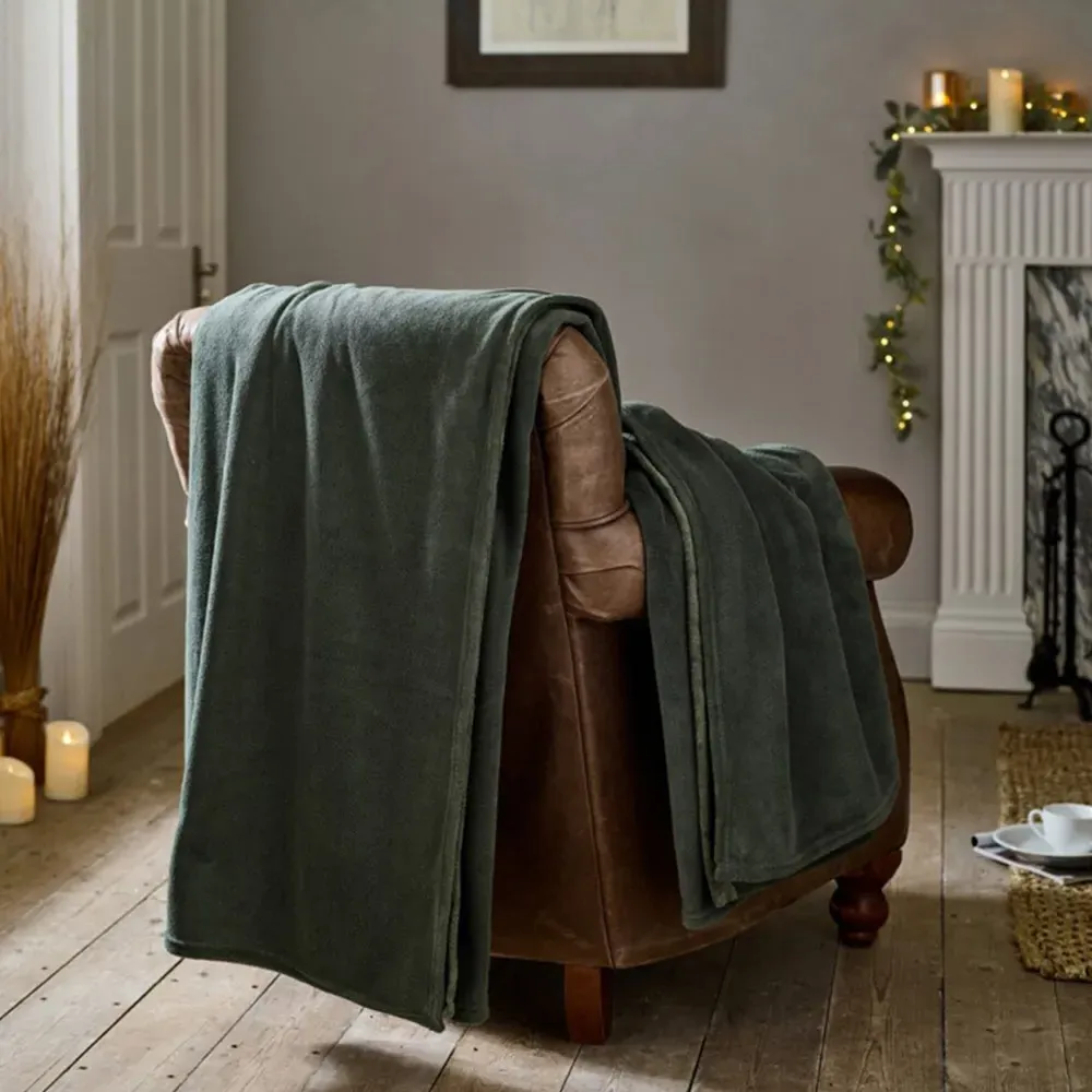 The Big One Throw - Green, Coral Fleece