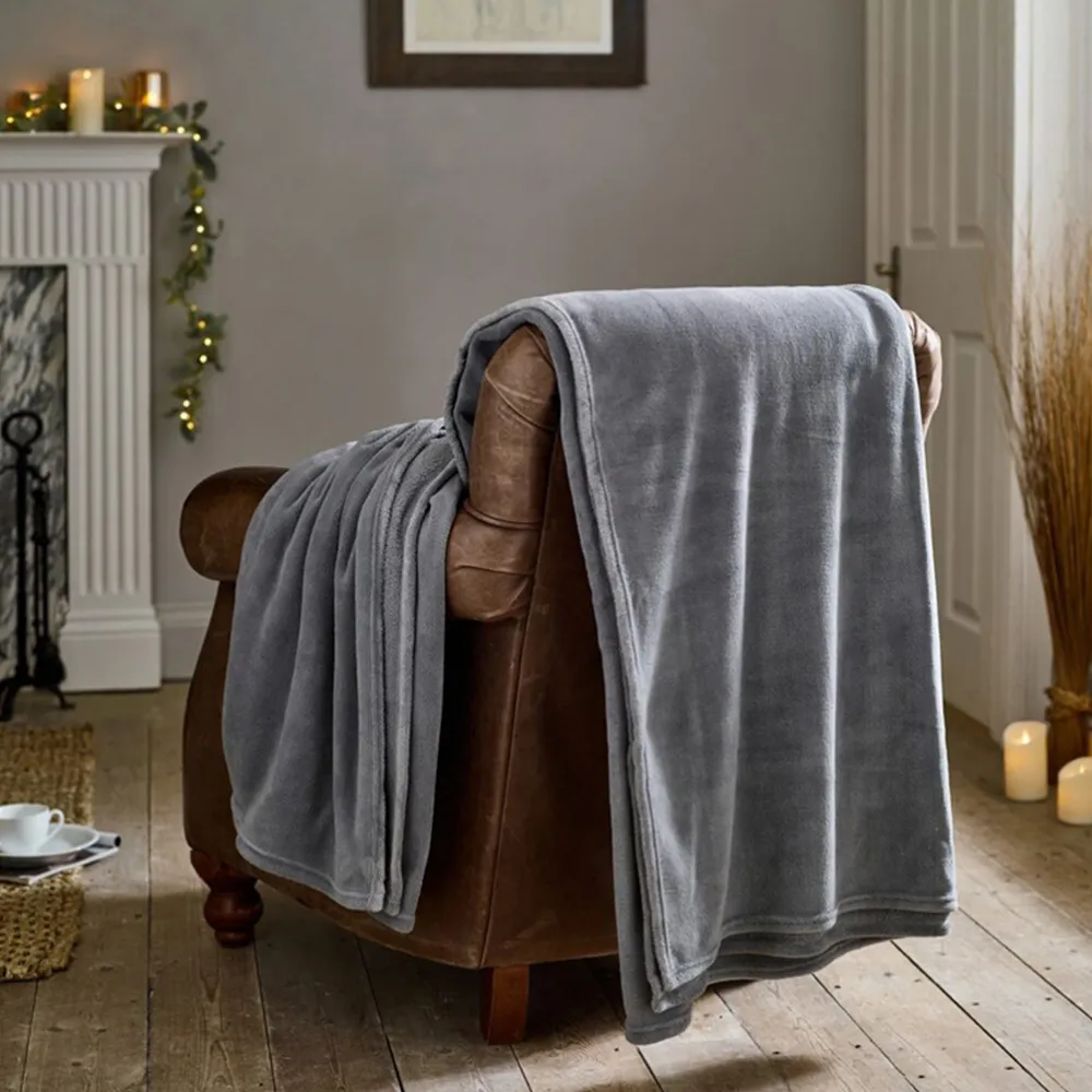 The Big One Throw - Grey, Coral Fleece