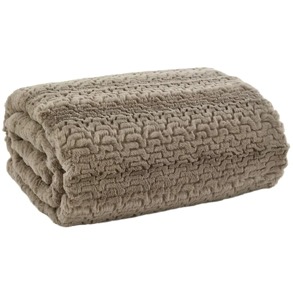 TLC Ashridge Faux Fur Throw - Fawn