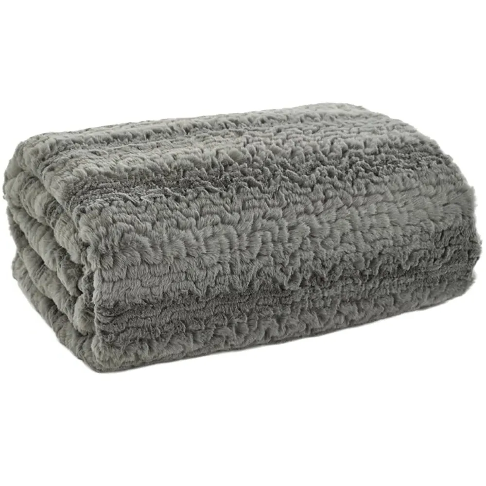 TLC Ashridge Faux Fur Throw - Grey