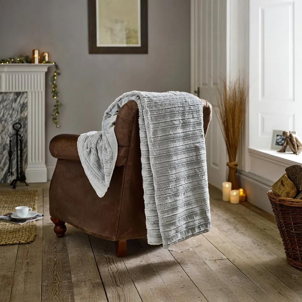TLC Chatsworth Faux Fur Throw - Grey