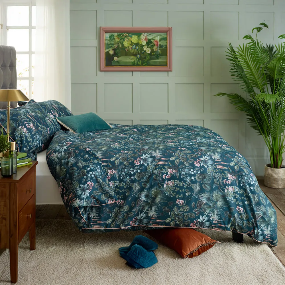 Tropical Leaves King Size Reversible Duvet Set - Multi