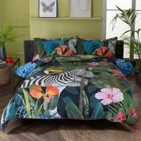 Tropical Zoo Single Duvet Set - Green