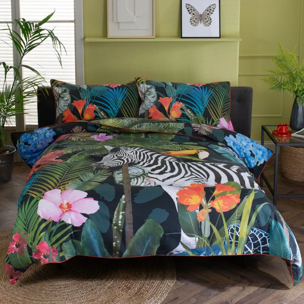 Tropical Zoo Single Duvet Set - Green image