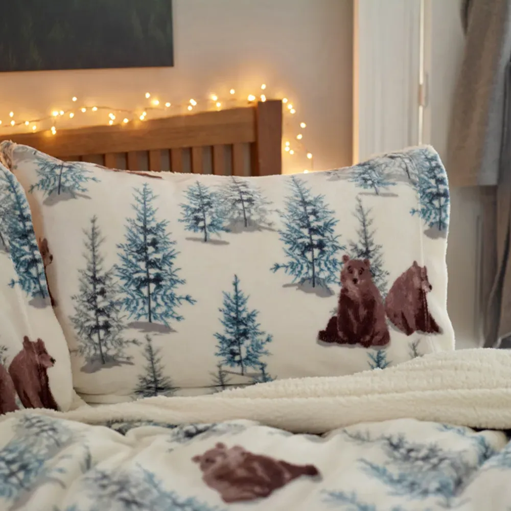 Winter Bears King Size Fleece Duvet Set - Multi